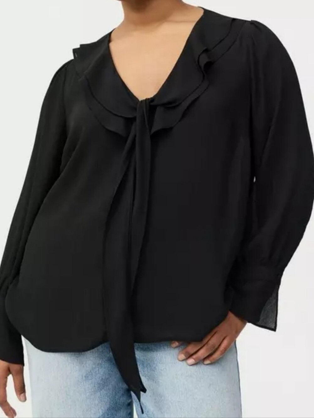 Torrid Chiffon Ruffle Tie-Neck Blouse